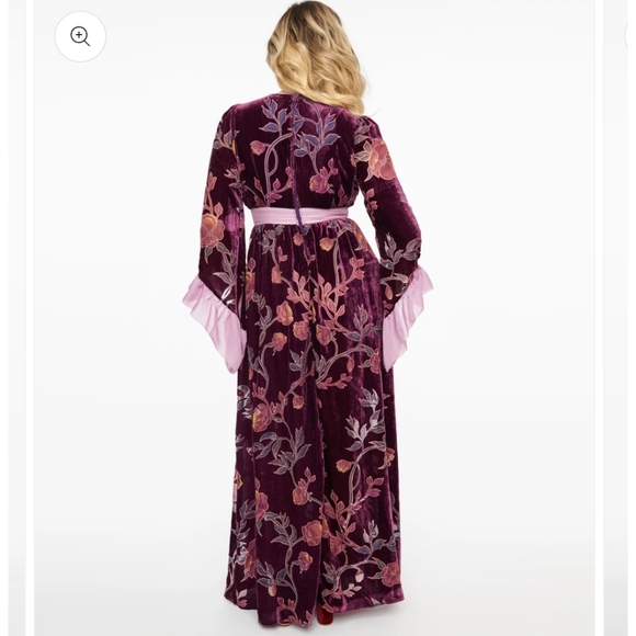 Unique Vintage Floral Velvet Maxi Dress - Picture 3 of 17